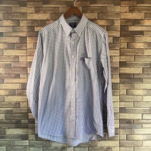 EUC Mens Antigua Medium TCU Purple & White Button down Shirt
